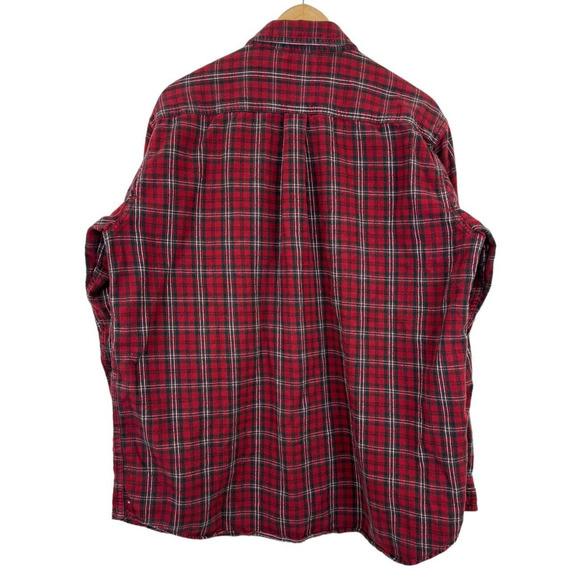LL Bean Men's Brick Red Plaid Size L Medium‎ Weight Flannel Shirt Long Sleeve - Picture 4 of 4